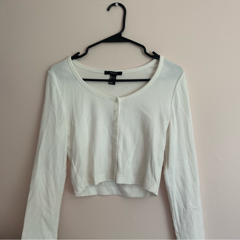 Women's White Long Sleeve Top